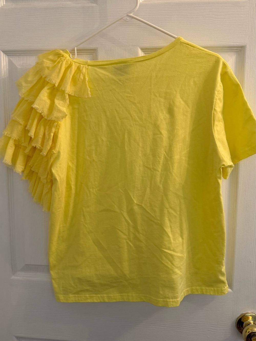 Yellow Ruffle Shoulder Cotton Top - Unbranded - Picture 2 of 4